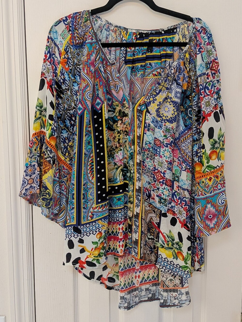 Shana Boho Multicolor Patchwork Print Women's Blouse